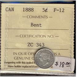 1888  5¢ ICCS F12 Bent