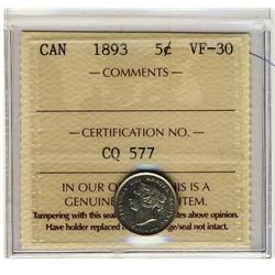 1893 5c ICCS VF-30