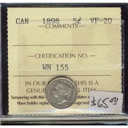 1898  5¢ ICCS VF20