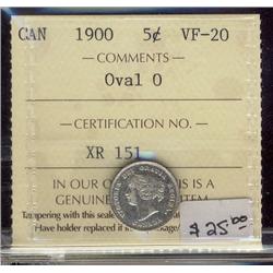 1900  5¢ Oval  ICCS VF20