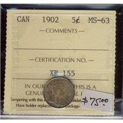 1902  5¢ ICCS MS63