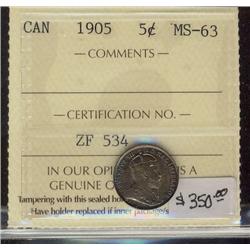 1905   5¢ ICCS MS63