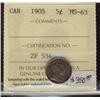 Image 1 : 1905   5¢ ICCS MS63