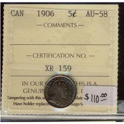 1906  5¢ ICCS AU58