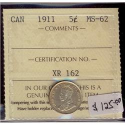 1911  5¢  ICCS MS62