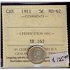 Image 1 : 1911  5¢  ICCS MS62