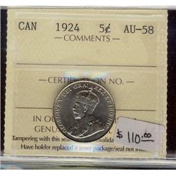 1924   5¢ ICCS AU58