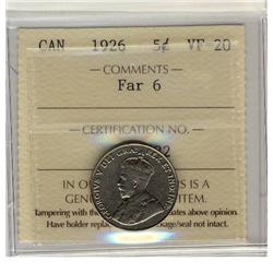 1926 5c FAR ICCS VF-20