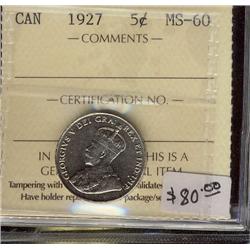  1927  5¢ ICCS MS60