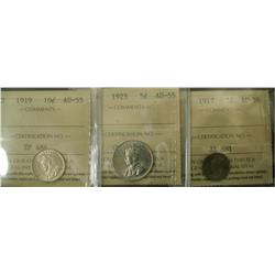 Lot of 2 ICCS coins, includes, 1942 5¢ MS63 Nickel and 1954 