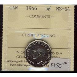 1946  5¢ ICCS MS64
