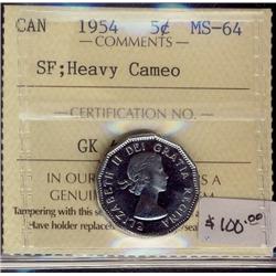 1954  5¢ SF ICCS MS64 Heavy Cameo
