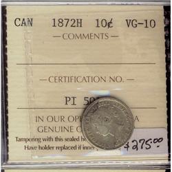 1872H  10¢ ICCS VG10