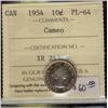 Image 1 : 1954 10¢ ICCS PL64 Cameo