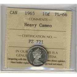 1965 10¢ ICCS PL66 Heavy Cameo.  Full white example.