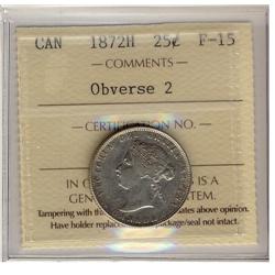 1872H 25¢ Obv 2 ICCS F-15
