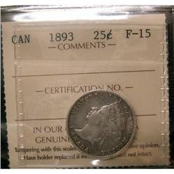 1893  25¢ ICCS F-15, a key date