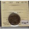 Image 1 : 1907 25¢ ICCS AU50 