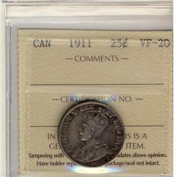 1911 25¢ ICCS VF-20