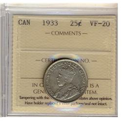 1933 25¢ ICCS VF-20