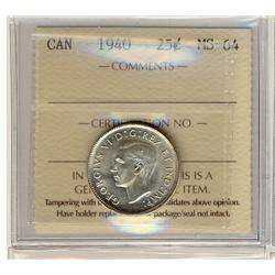 1940 25¢  ICCS MS-64,