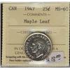 Image 1 : 1947  25¢ ML  ICCS MS60