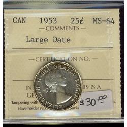1953  25¢ LD  ICCS MS64 