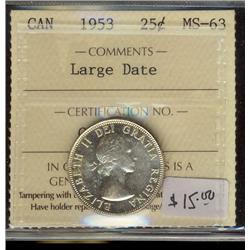 1953  25¢ LD  ICCS MS63