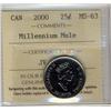 Image 1 : 2000 25¢ ICCS MS63, Millenium Mule