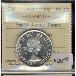 1953 50¢ SD NSF ICCS  MS60 Cameo