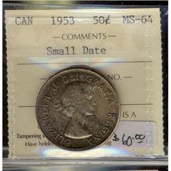 1953 50¢ SD NSF ICCS MS64