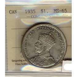 1935 $1 ICCS MS65.  PQ example with spectacular eye appeal.