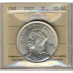 1935 $1 ICCS MS66.  PQ example with spectacular eye appeal.