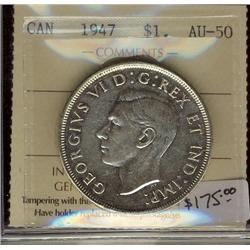 1947 $1 Blunt ICCS AU50