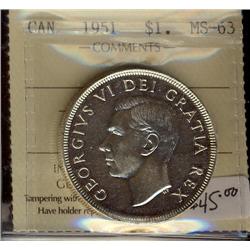1951 $1 ICCS MS63