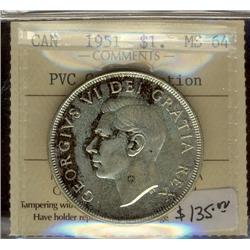 1951 $1 ICCS MS64 PVC Contamination