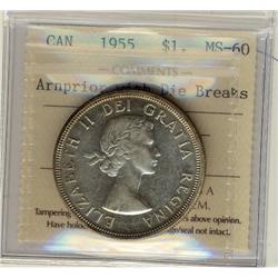 1955 $1 Arnprior with Die Breaks ICCS MS-60