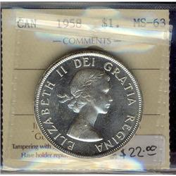 1958 $1 ICCS MS63 