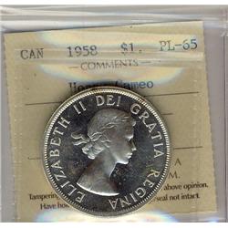 1958 $1 ICCS PL65 Heavy Cameo