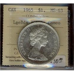 1965 $1 LgeBds Blt 5 ICCS MS63 Cameo