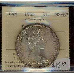 1965 $1 SmBds Ptd 5 ICCS MS63