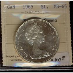 1965 $1 Type V ICCS MS63 Cameo