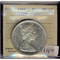1966 $1 Lge Bds ICCS MS62