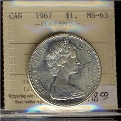 1967 $1 ICCS MS63