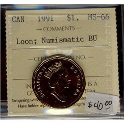 1991 $1 Loon ICCS MS66