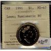 Image 1 : 1991 $1 Loon ICCS MS67
