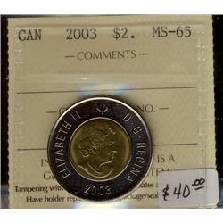 2003 $2  Uncrowned ICCS MS65