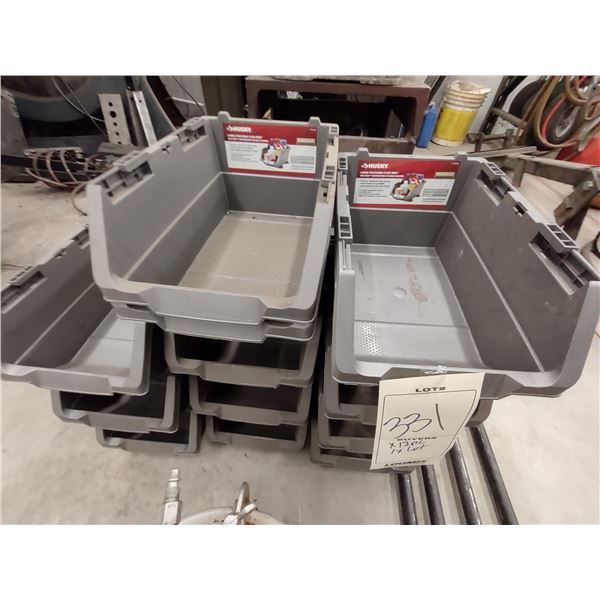 LOT OF 12 LARGE HUSKY STACKABLE CLICK BINS
