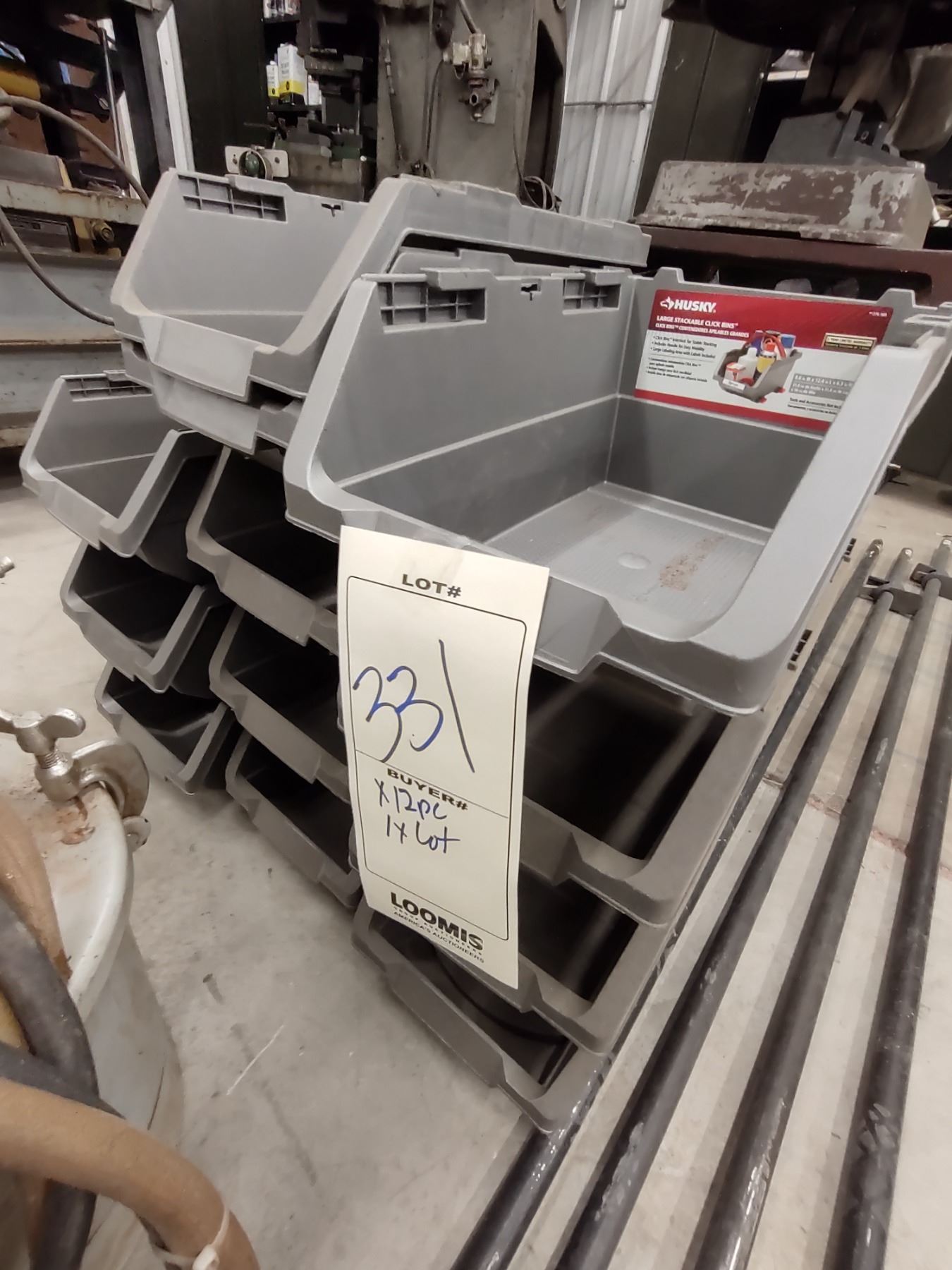 LOT OF 12 LARGE HUSKY STACKABLE CLICK BINS