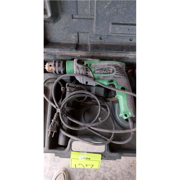 1/2" HITACHI ELECTRIC HAMMER DRILL MODEL FDV16VB2, IN CARRY CASE, WORKS